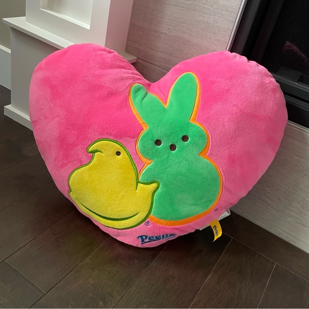 Peeps Easter Marshmallow Heart Shaped Pillow